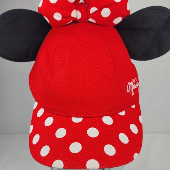 Disney Parks Minnie Mouse Bow Ears Polka Dot Snapback Baseball Cap Youth - Picture 14 of 16